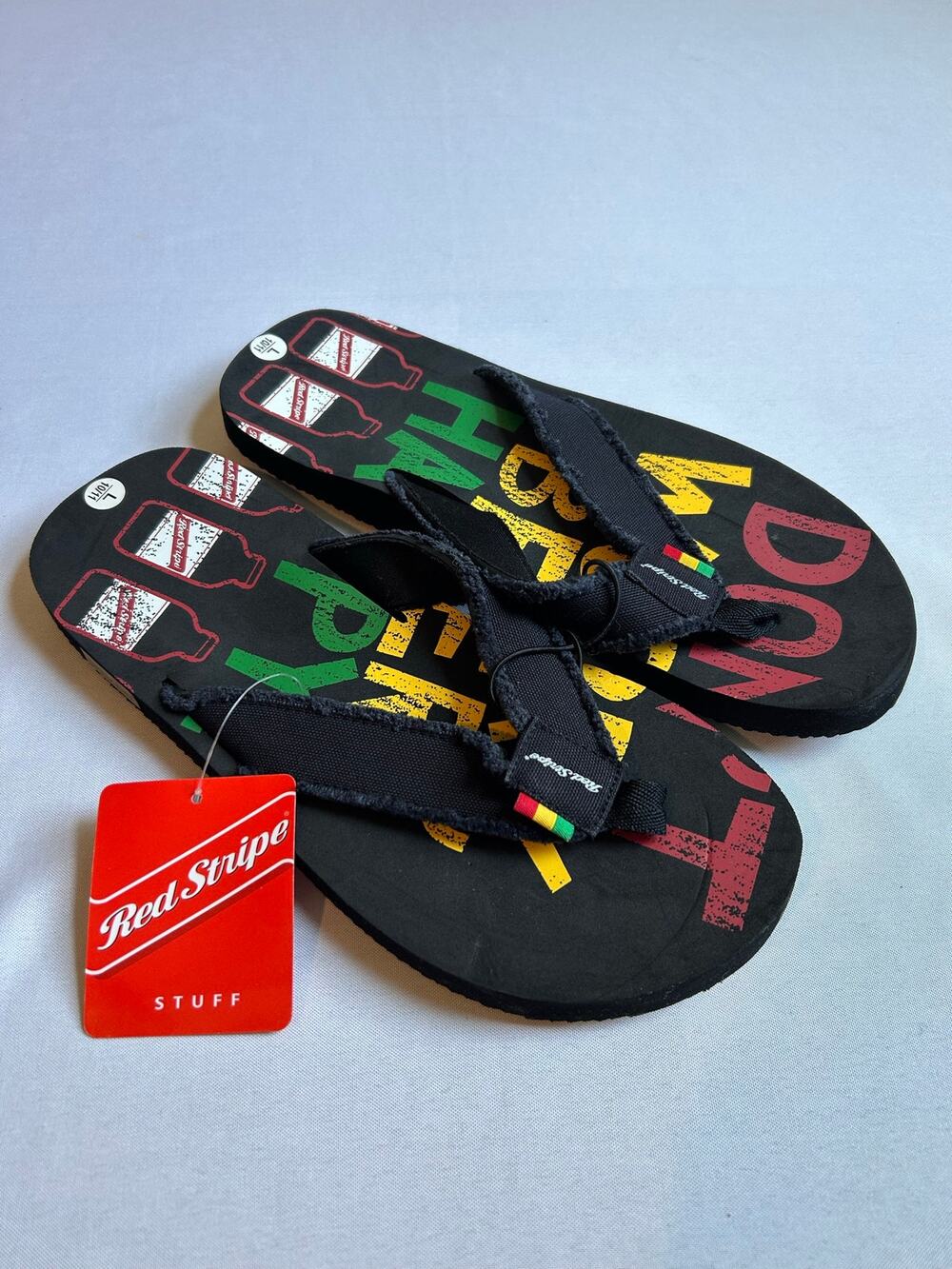 Red Stripe Flip Flops Large 10/11